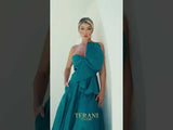 Asymmetrical Matte Satin Evening Ballgown Terani Dress 241P2067
