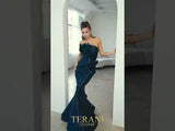 Strapless Mikado Midnight Column Terani Evening Dress 241E2512